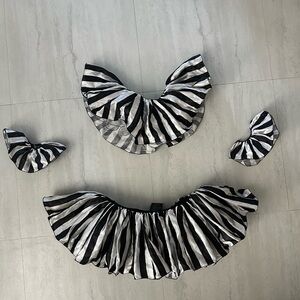Leg Avenue Striped Black/White Clown Costume Set Tutu, Neck and Wrist Ruffle